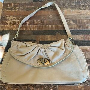 Kate Landry Beige Leather Shoulder Bag